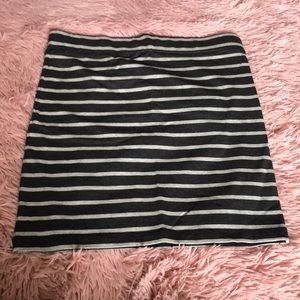 Charcoal and Light Gray Striped Pencil Skirt
